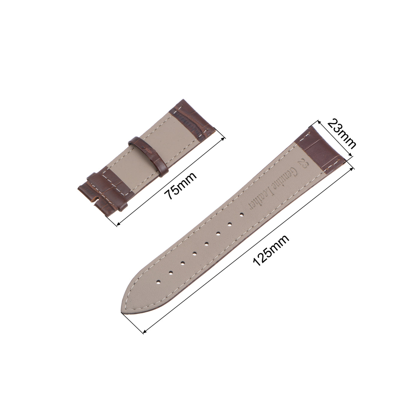 uxcell Uxcell Leather Band Embossed 23mm Leather Watch Strap with Spring Bars, Brown