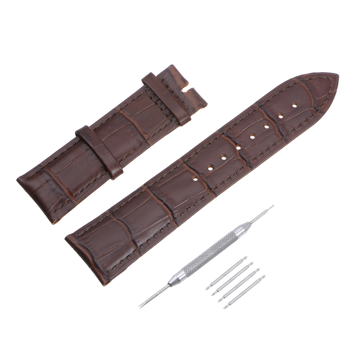 uxcell Uxcell Leather Band Embossed 23mm Leather Watch Strap with Spring Bars, Brown