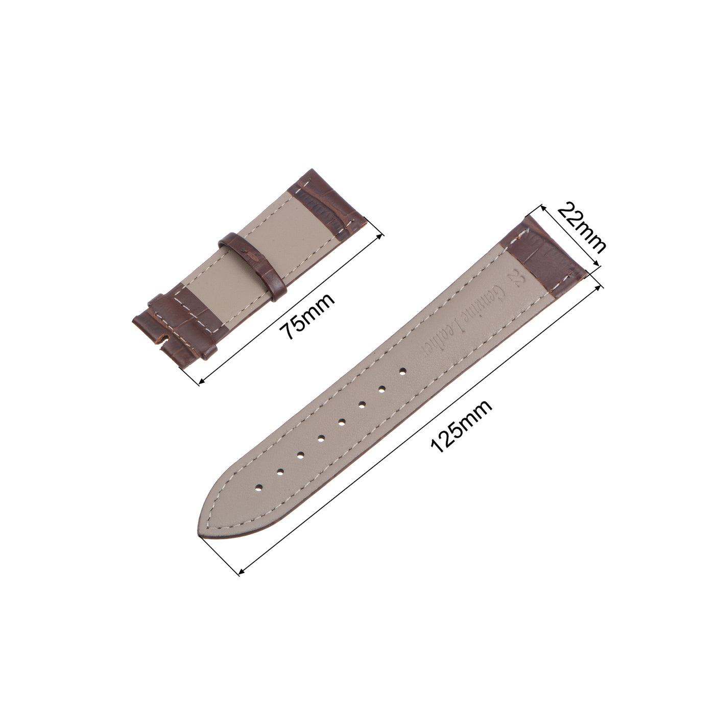 uxcell Uxcell Leather Band Embossed 22mm Leather Watch Strap with Spring Bars, Brown