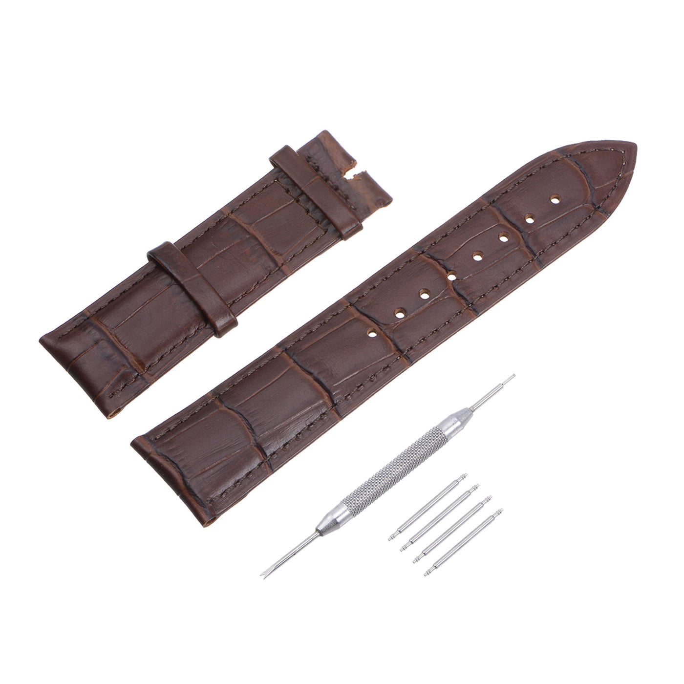 uxcell Uxcell Leather Band Embossed 22mm Leather Watch Strap with Spring Bars, Brown