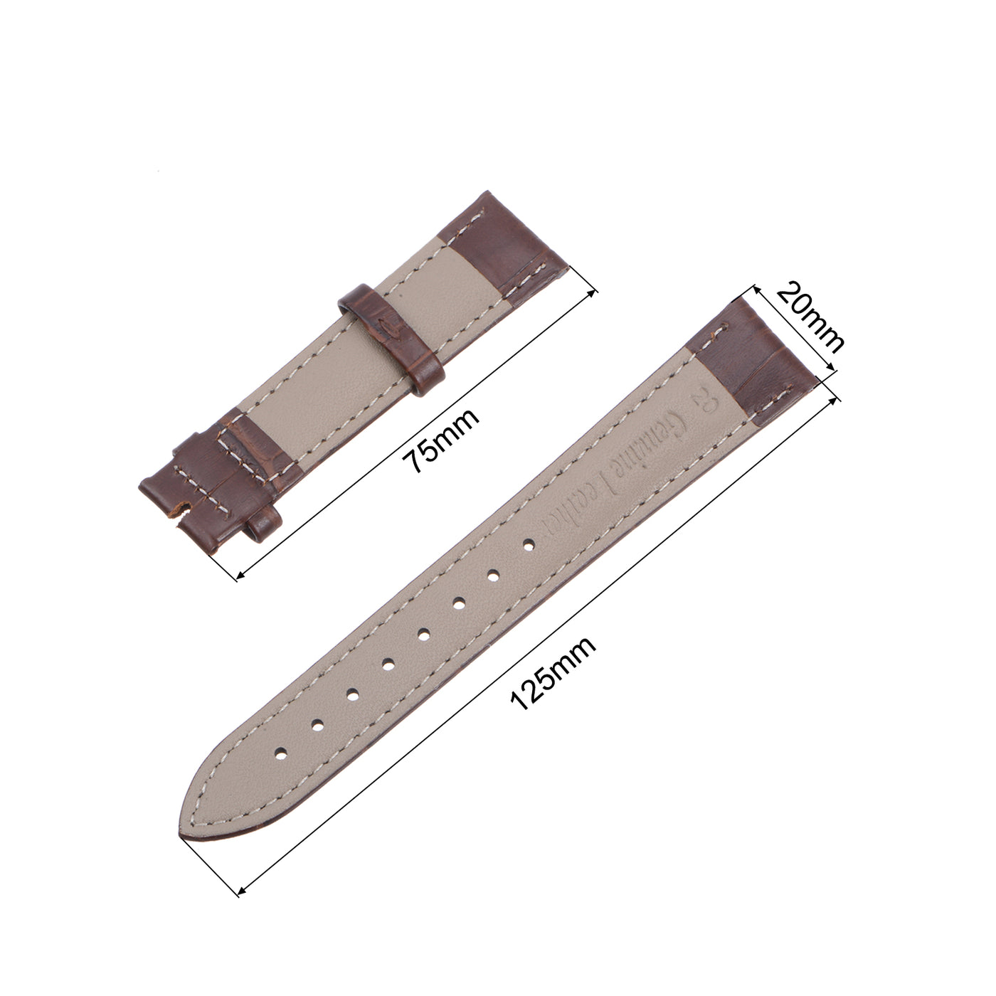 uxcell Uxcell Leather Band Embossed 20mm Leather Watch Strap with Spring Bars, Brown