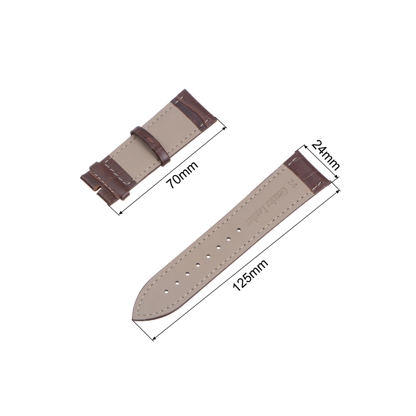 uxcell Uxcell Leather Band Embossed 17mm Leather Watch Strap with Spring Bars, Brown