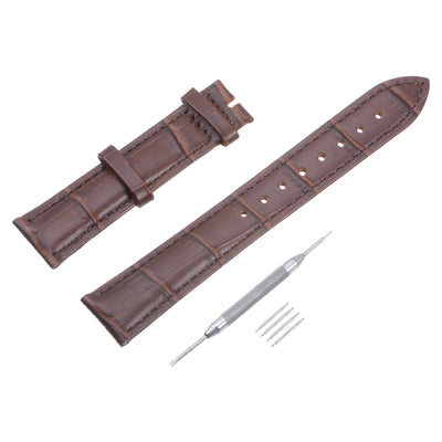 Harfington Uxcell Leather Band Embossed 16mm Leather Watch Strap with Spring Bars, Brown