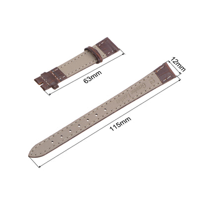 Harfington Uxcell Leather Band Embossed 12mm Leather Watch Strap with Spring Bars, Brown