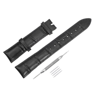 Harfington Uxcell Leather Band Embossed 18mm Leather Watch Strap with Spring Bars, Black