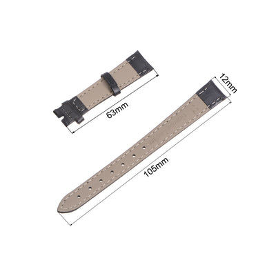 Harfington Uxcell Leather Band Embossed 12mm Leather Watch Strap with Spring Bars, Black