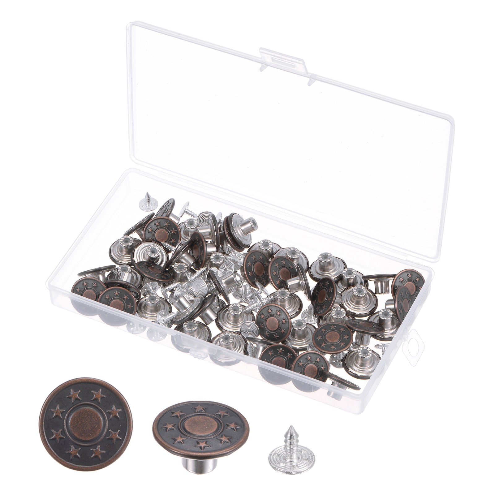 100 Sets Button Pins for Jeans Adjustable 17mm Embossed Pattern Red ...