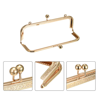 uxcell Uxcell Metal Purse Frames, 8.1" 5Pcs Kiss Lock Clasp Frame for Coin Bags DIY, Gold