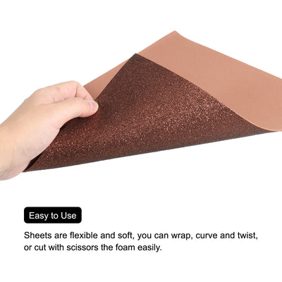 Harfington Glitter EVA Foam Sheets Brown 10.8x8.4 Inch 1.5mm for Arts and Crafts Pack of 2