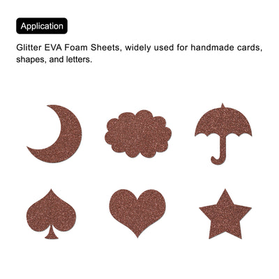 Harfington Glitter EVA Foam Sheets Brown 10.8x8.4 Inch 1.5mm for Arts and Crafts Pack of 2
