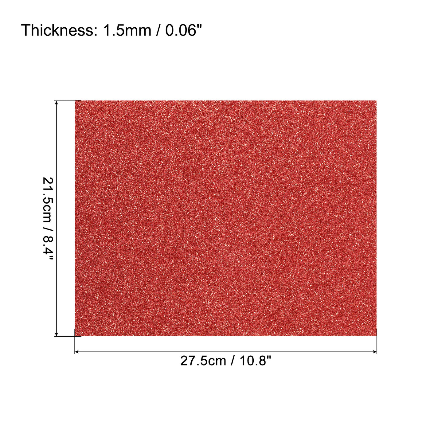 Harfington Glitter EVA Foam Sheets Red 10.8x8.4 Inch 1.5mm for Arts and Crafts Pack of 2