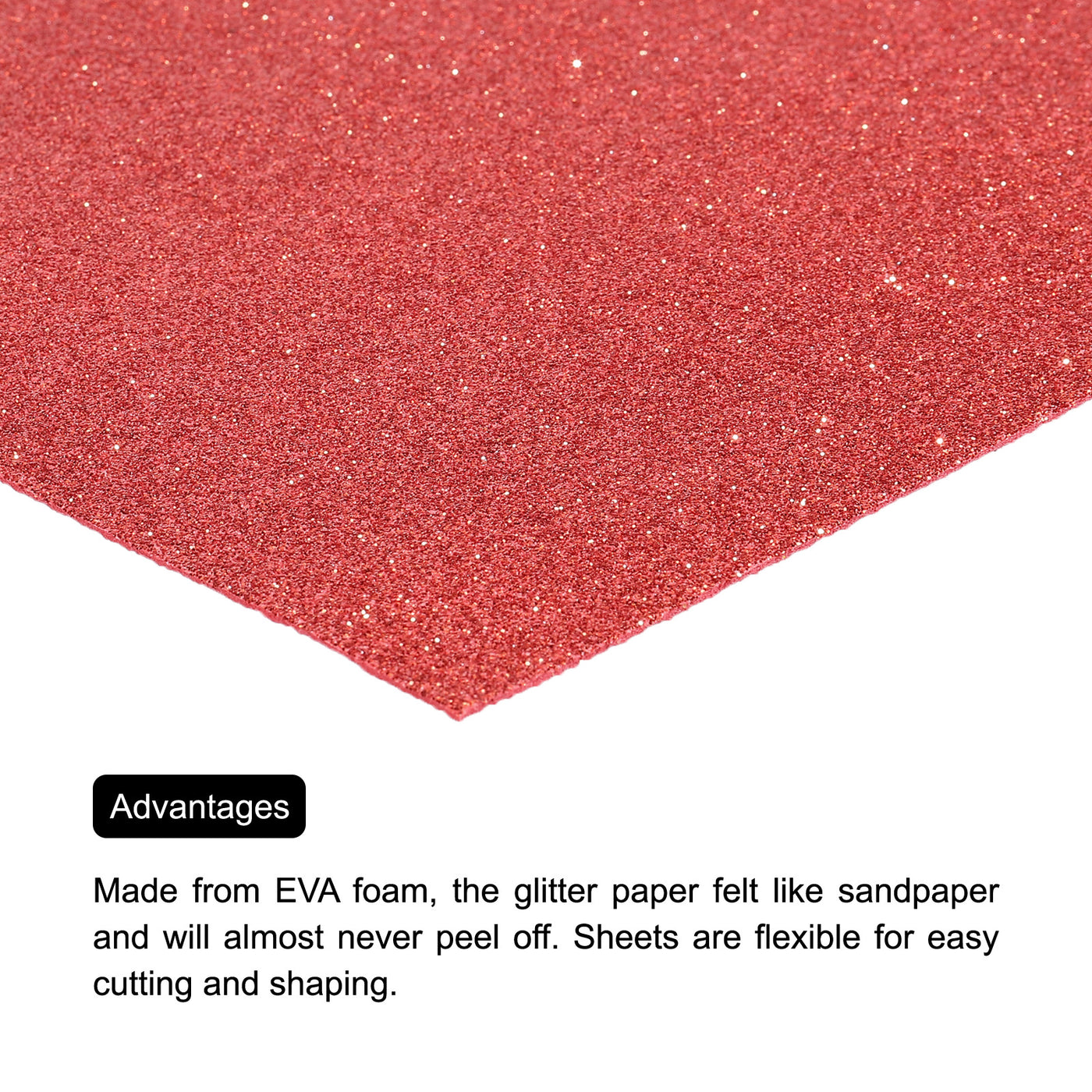 Harfington Glitter EVA Foam Sheets Red 10.8x8.4 Inch 1.5mm for Arts and Crafts Pack of 2