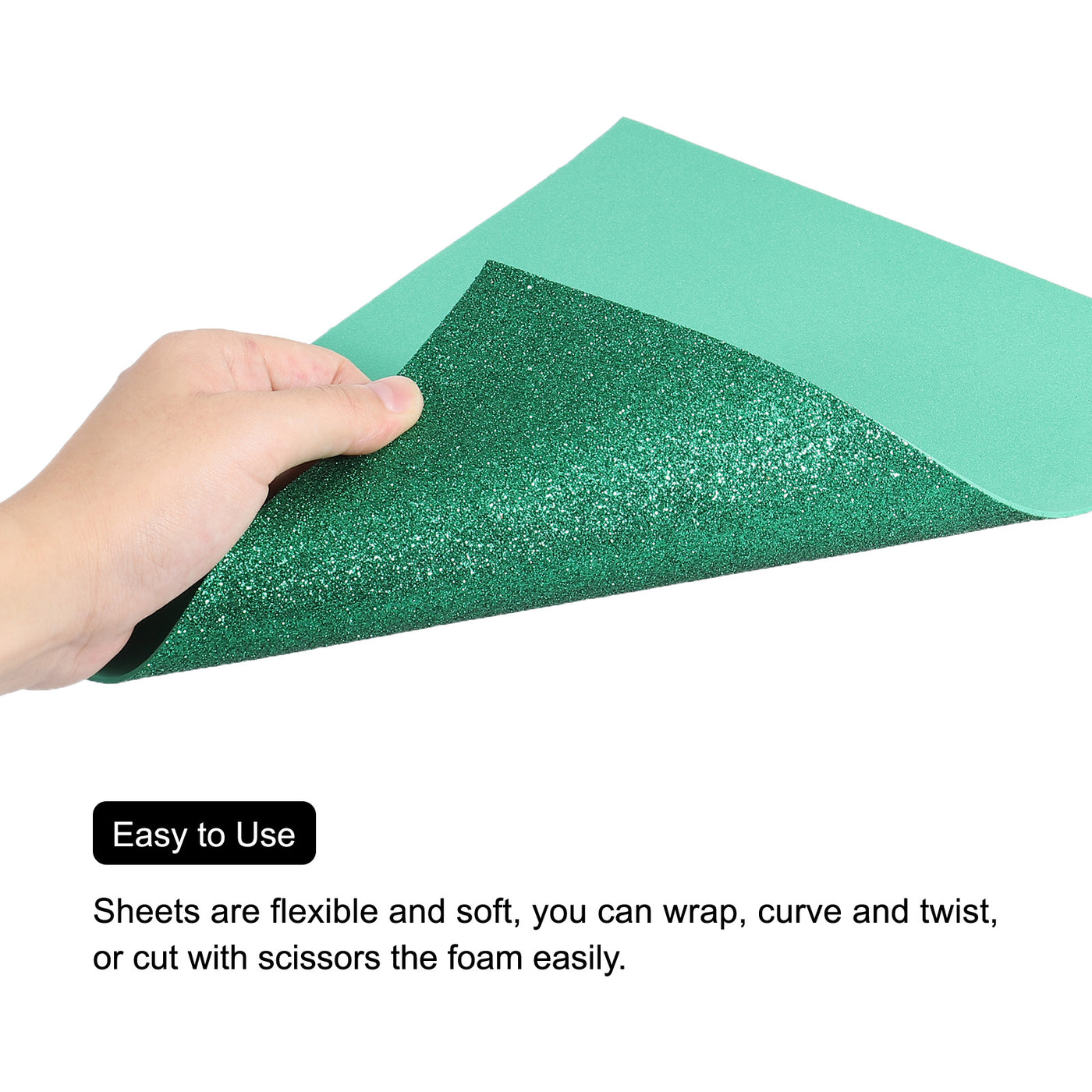 Harfington Glitter EVA Foam Sheets Dark Green 10.8x8.4 Inch 1.5mm for Arts Crafts Pack of 2