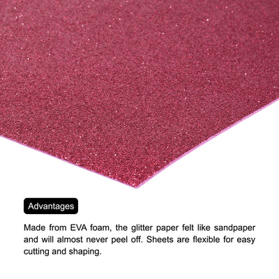 Harfington Glitter EVA Foam Sheets Magenta 10.8x8.4 Inch 1.5mm for Arts Crafts Pack of 2