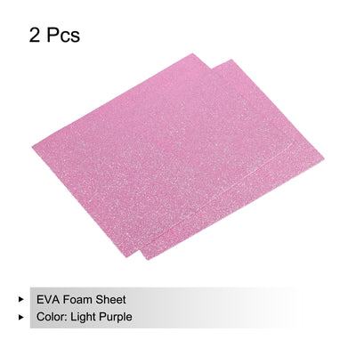 Harfington Glitter EVA Foam Sheets Light Purple 10.8x8.4 Inch 1.5mm for Art Craft Pack of 2