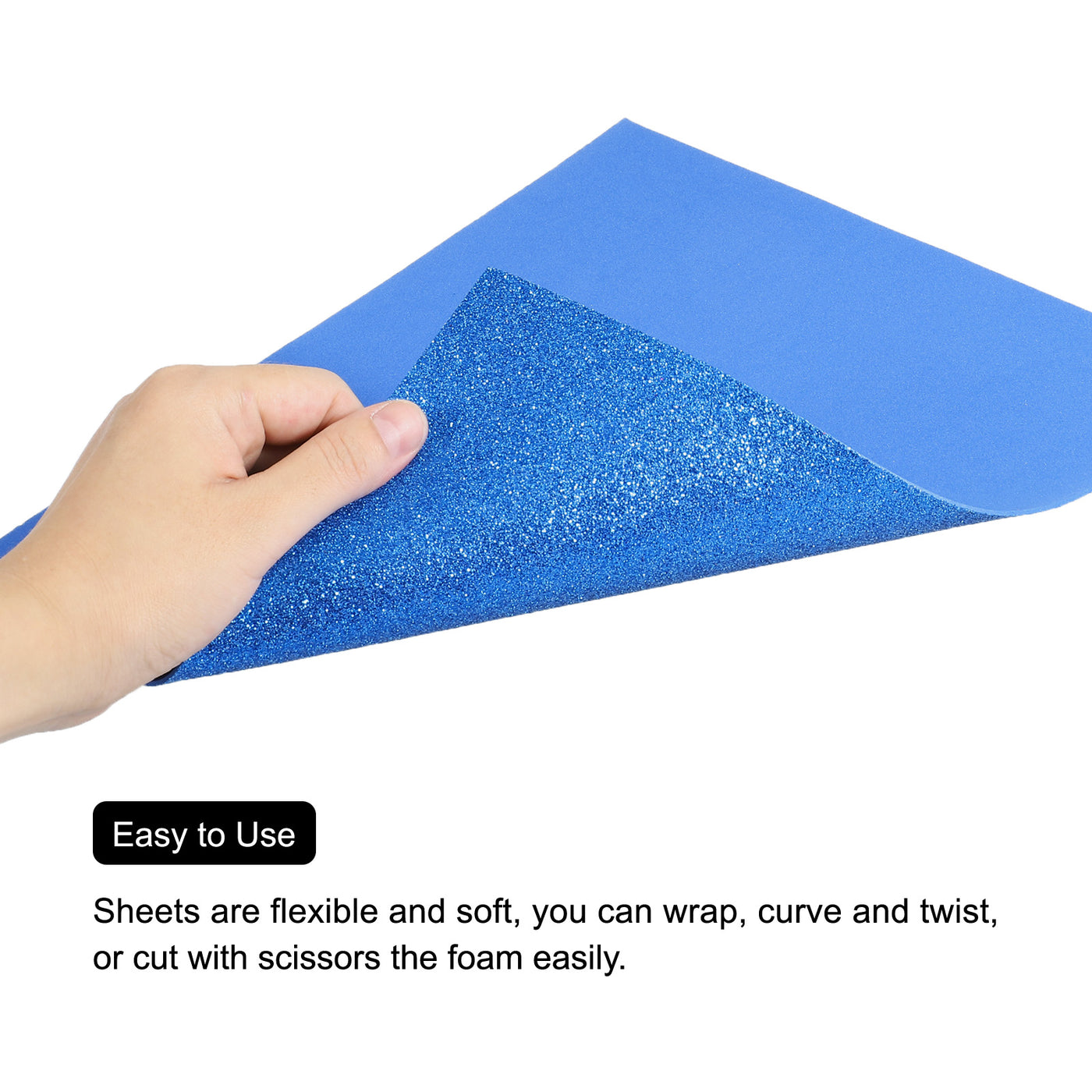 Harfington Glitter EVA Foam Sheets Dark Blue 10.8x8.4 Inch 1.5mm for Arts Crafts Pack of 2