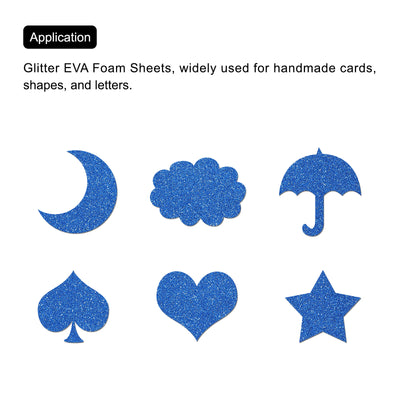 Harfington Glitter EVA Foam Sheets Dark Blue 10.8x8.4 Inch 1.5mm for Arts Crafts Pack of 2