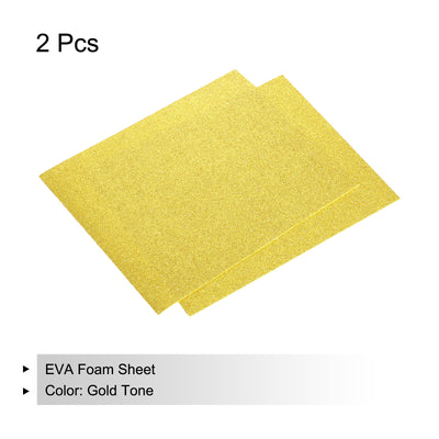 Harfington Glitter EVA Foam Sheets Gold Tone 10.8x8.4 Inch 1.5mm for Arts Crafts Pack of 2