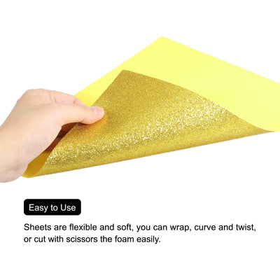 Harfington Glitter EVA Foam Sheets Gold Tone 10.8x8.4 Inch 1.5mm for Arts Crafts Pack of 2