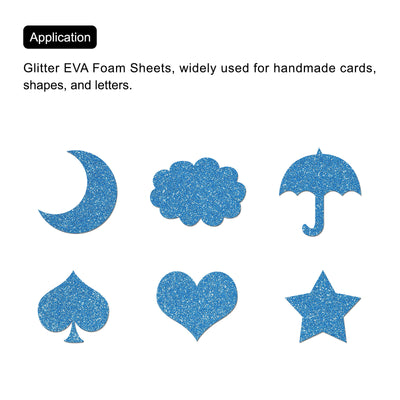 Harfington Glitter EVA Foam Sheets Blue 10.8x8.4 Inch 1.5mm for Arts and Crafts Pack of 2