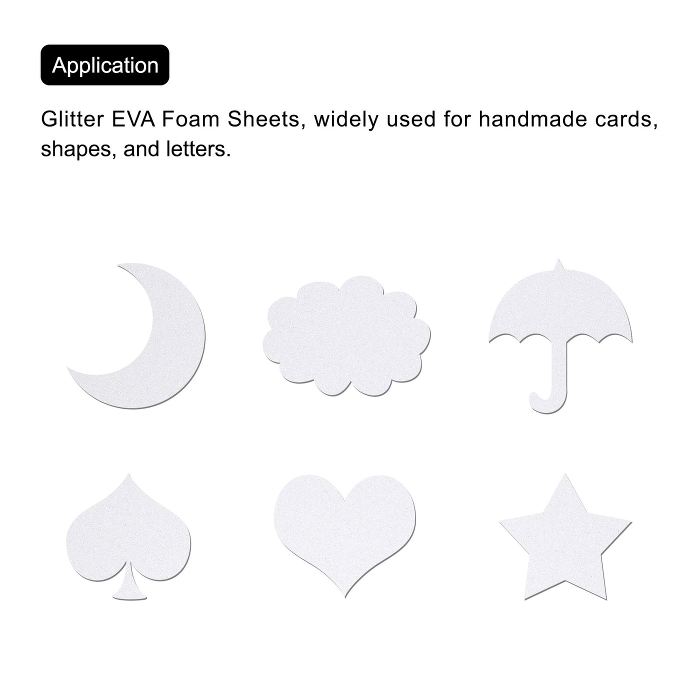 Harfington Glitter EVA Foam Sheets White 10.8x8.4 Inch 1.5mm for Arts and Crafts Pack of 2