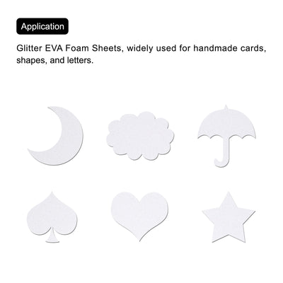 Harfington Glitter EVA Foam Sheets White 10.8x8.4 Inch 1.5mm for Arts and Crafts Pack of 2