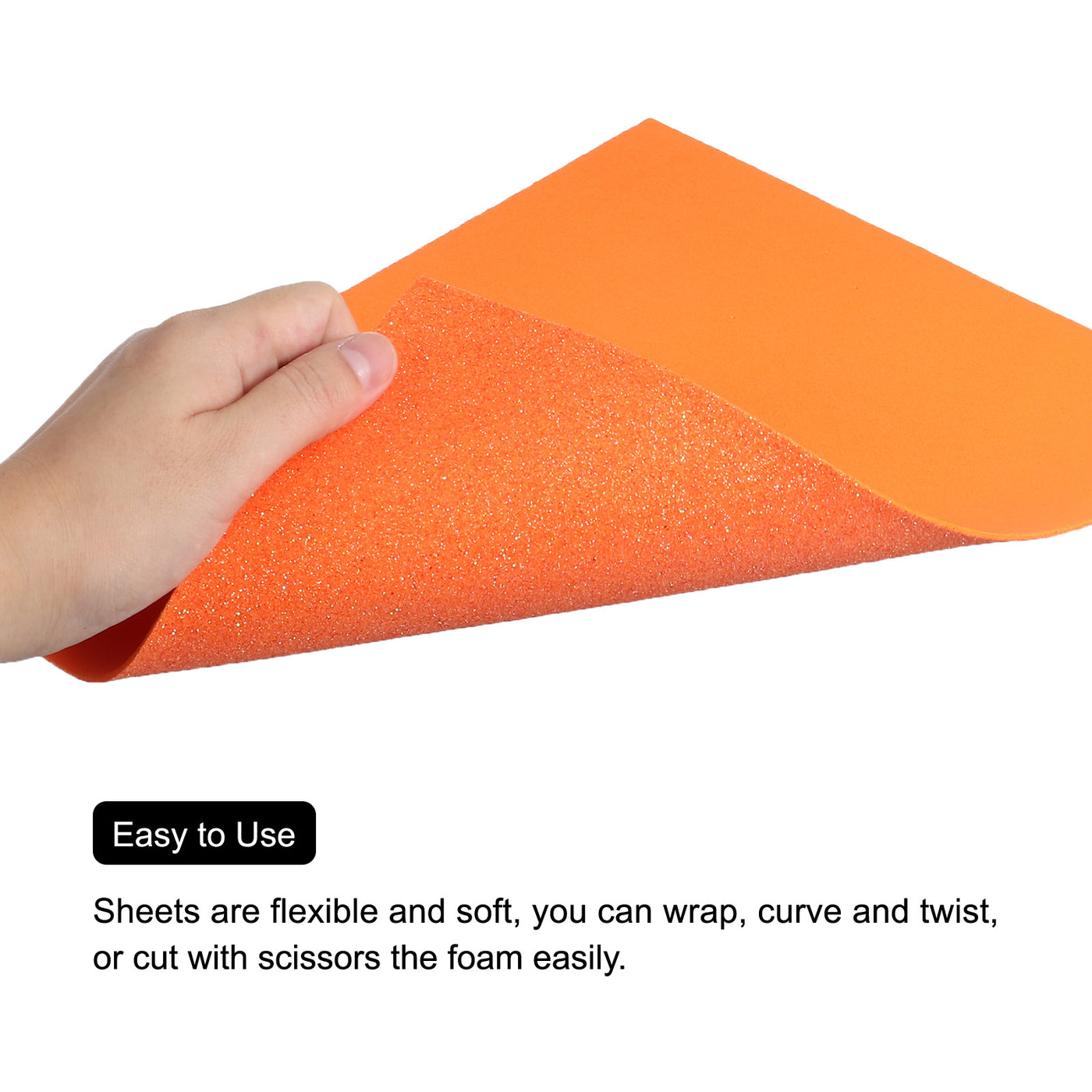 Harfington Glitter EVA Foam Sheets Orange 10.8x8.4 Inch 1.5mm for Arts and Crafts Pack of 2