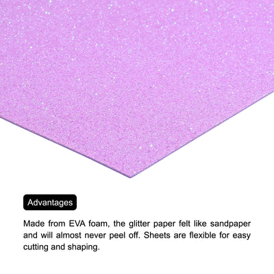Harfington Glitter EVA Foam Sheets Purple 10.8x8.4 Inch 1.5mm for Arts and Crafts Pack of 2
