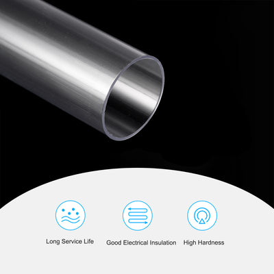 Harfington Plastic Pipe Rigid Round Tube Clear 1.2"(30mm) ID 1.3"(32mm) OD 6" (150mm) High Impact for Lighting, Models, Water Plumbing, Pack of 3