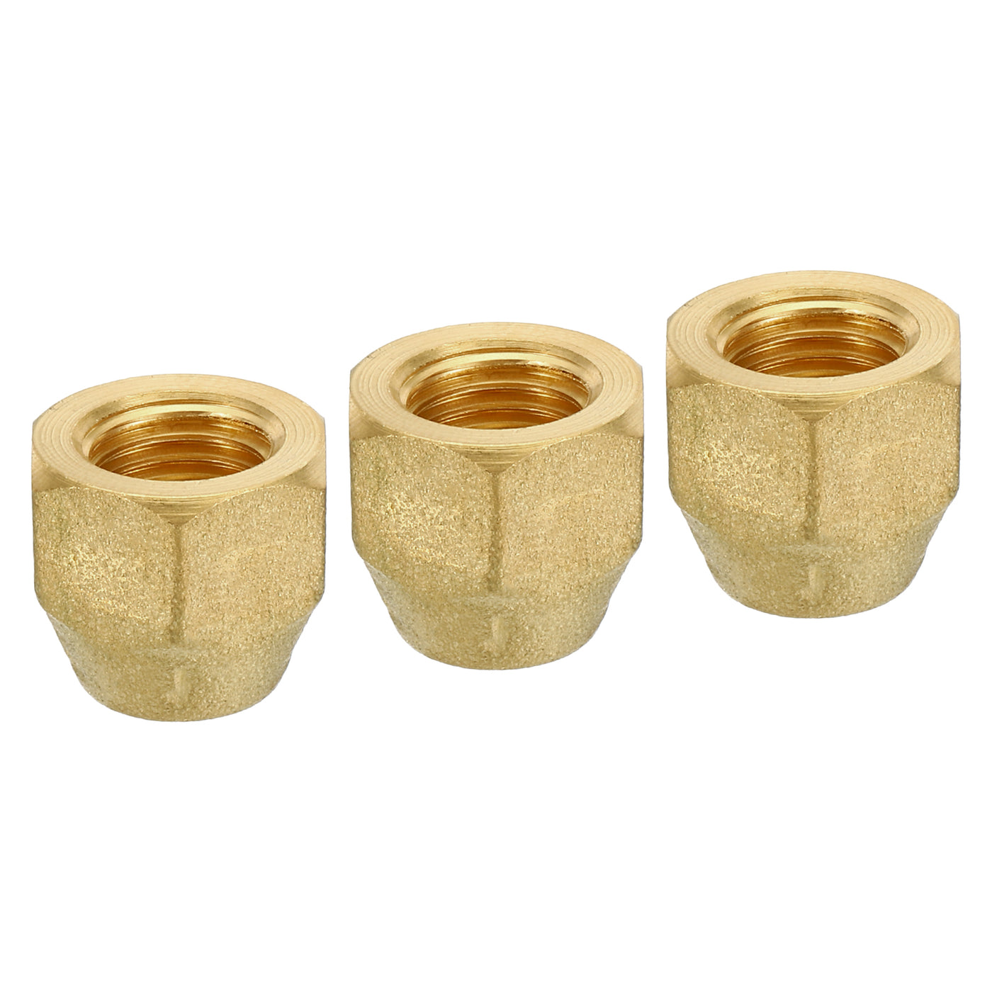 Harfington Brass Flare Nut, 1/4" Flare Female Flared Tube Fitting Nut Connector Adapter for HVAC Air Conditioner, Pack of 3