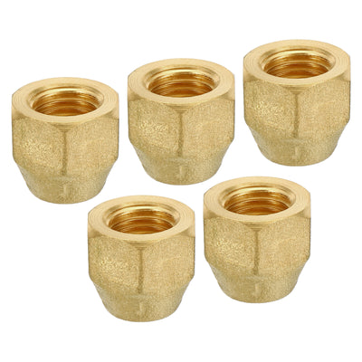 Harfington Brass Flare Nut, 1/4" Flare Female Flared Tube Fitting Nut Connector Adapter for HVAC Air Conditioner, Pack of 5
