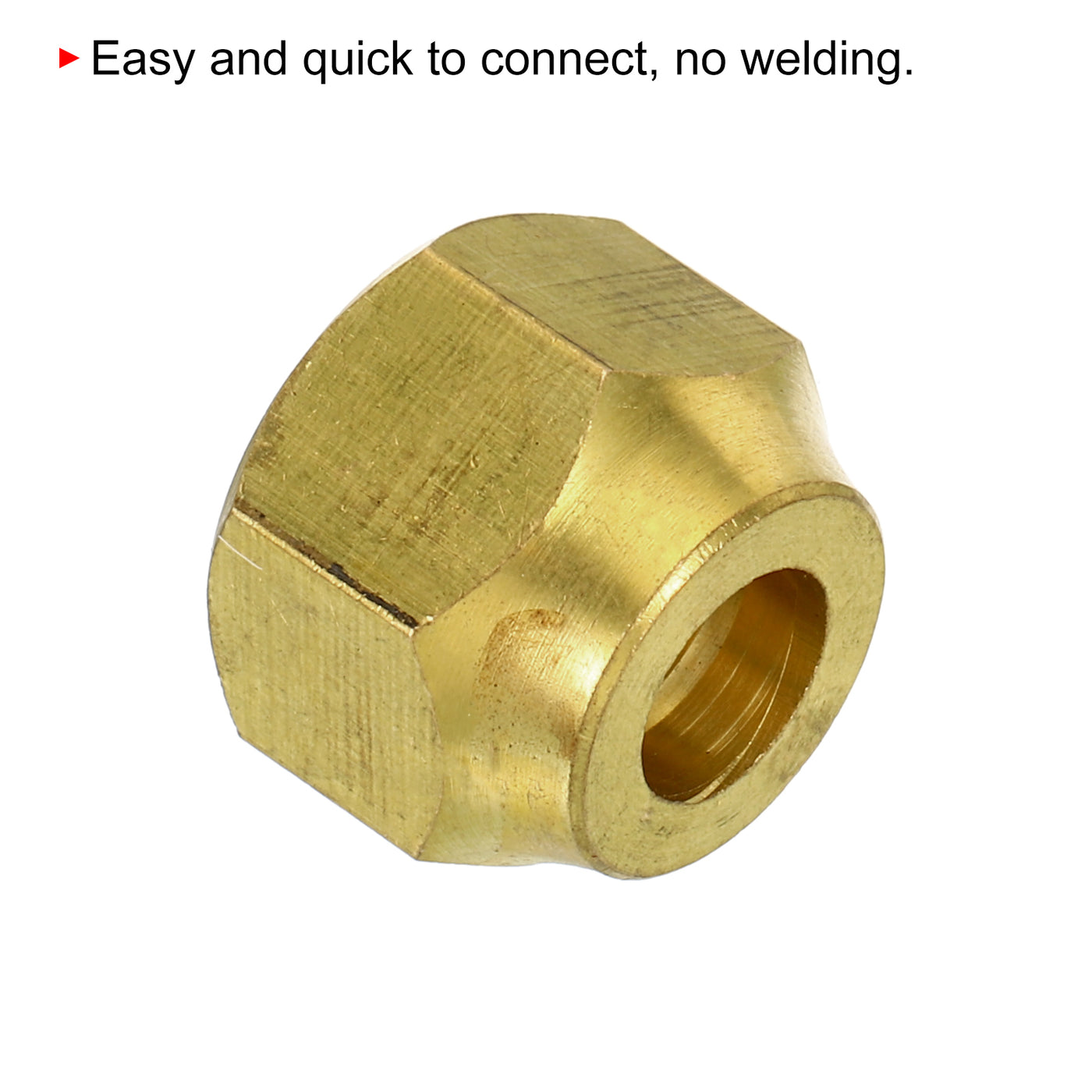 Harfington Brass Flare Nut, 3/8" Flare Female Flared Tube Fitting Nut Connector Adapter for HVAC Air Conditioner, Pack of 3