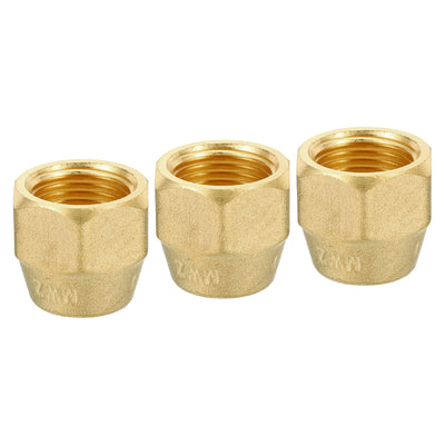 Harfington Brass Flare Nut, 1/2" Flare Female Flared Tube Fitting Nut Connector Adapter for HVAC Air Conditioner, Pack of 3