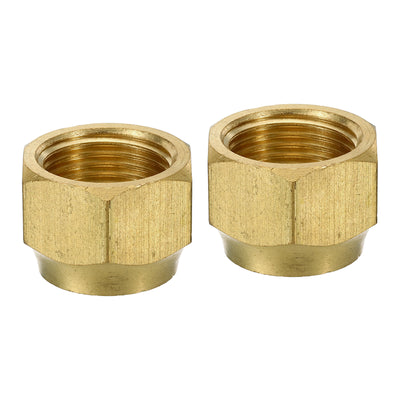 Harfington Brass Flare Nut, 5/8" Flare Female Flared Tube Fitting Nut Connector Adapter for HVAC Air Conditioner, Pack of 2