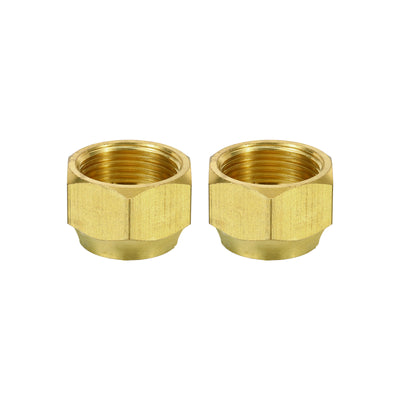 Harfington Brass Flare Nut, 3/4" Flare Female Flared Tube Fitting Nut Connector Adapter for HVAC Air Conditioner, Pack of 2