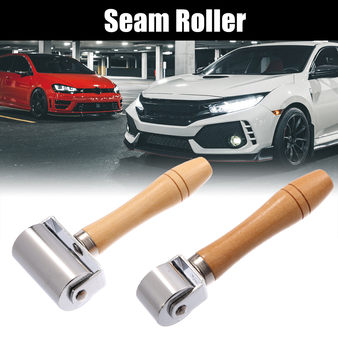 X AUTOHAUX 1Set Steel Seam Roller 2.5cm/0.98" and 6cm/2.36" Roofing Bearing Flat for Wallpaper Car Audio Sound Deadener Auto Noise Pressure Smoothing Laminate Paint DIY Tool