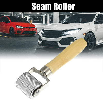 Harfington Seam Roller 4cm Wallpaper Car Audio Sound Deadening Application Roller Tool for Auto Noise Wheel Hand Pressure Roller Metal Wooden Handle