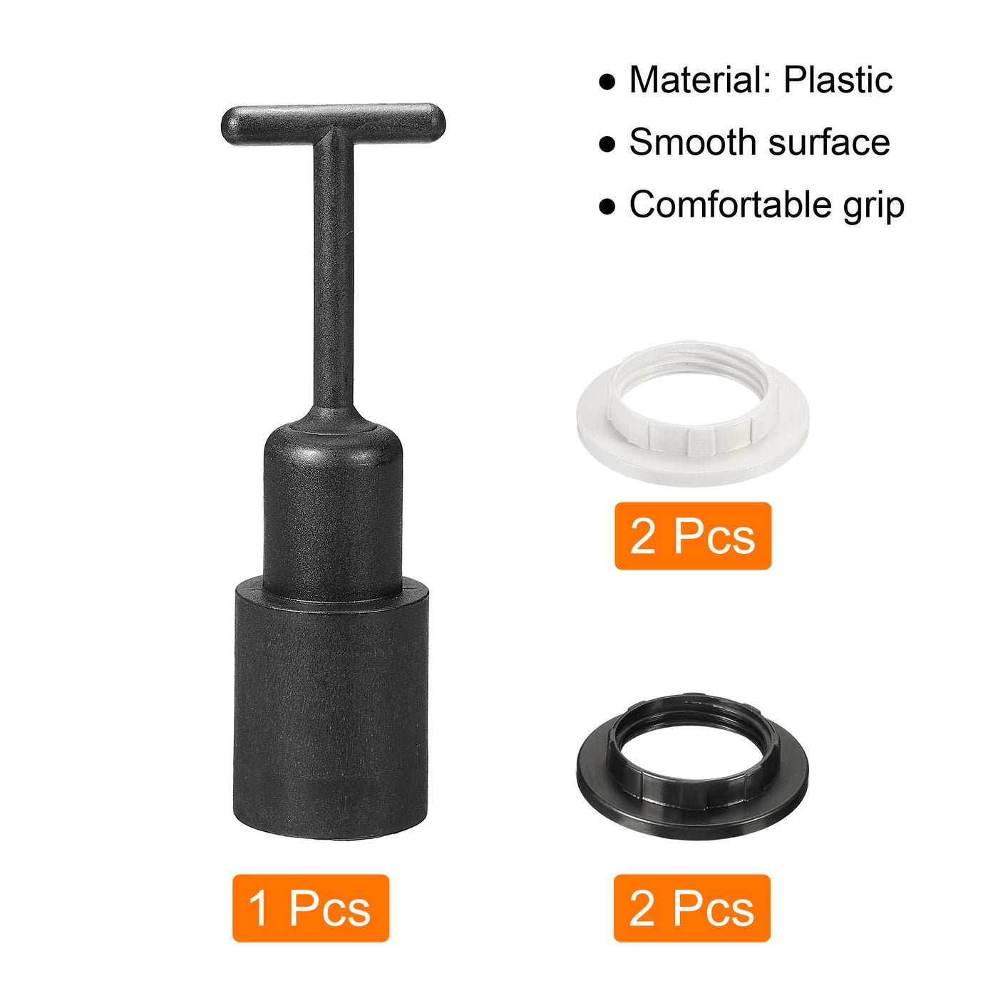Harfington E14 Socket Ring Removal Tool T Type with Lamp Shade Socket Rings for Medium Base, Light Replacing Accessories, Black 1 Set