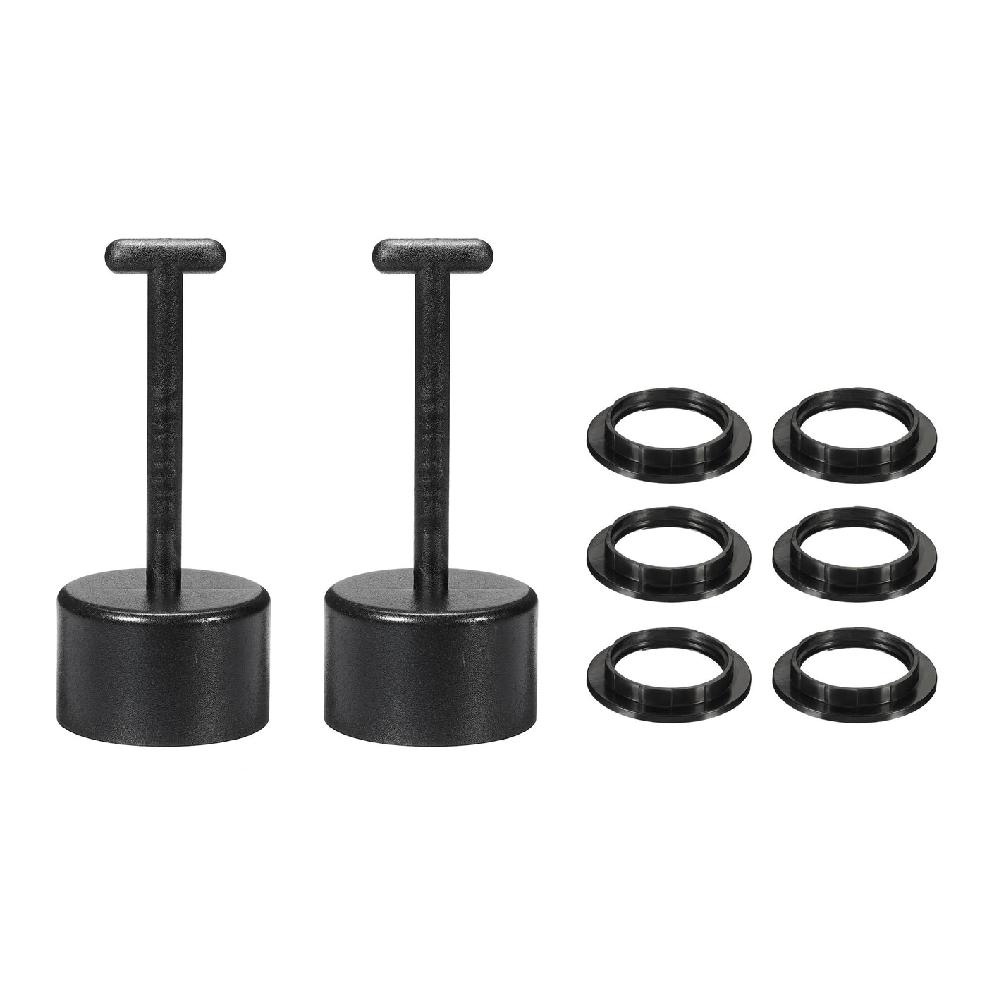 Harfington E26/E27 Socket Ring Removal Tool T Type with Lamp Shade Socket Rings for Medium Base, Light Replacing Accessories, Black Pack of 8
