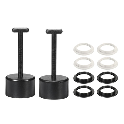 Harfington E26/E27 Socket Ring Removal Tool T Type with Lamp Shade Socket Rings for Medium Base, Light Replacing Accessories, Black 2 Set