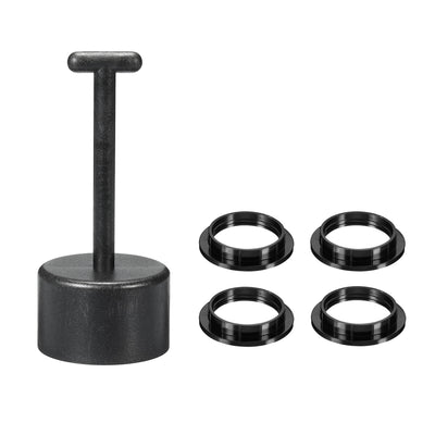 Harfington E26/E27 Socket Ring Removal Tool 12 Teeth Style with Lamp Shade Socket Rings for Medium Base, Light Replacing Accessories, Black Pack of 5