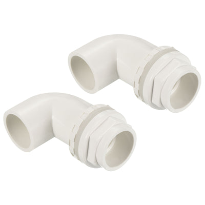 Harfington 32mm/1.26" PVC Elbow Water Tank Pipe Connector, 2 Pack Coupling Fitting Adapter for Aquariums Tanks, White