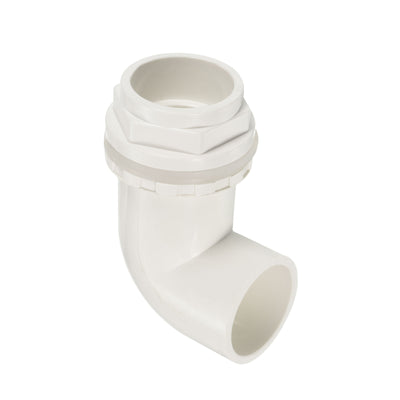 Harfington 40mm/1.57" PVC Elbow Water Tank Pipe Connector, Coupling Fitting Adapter for Aquariums Tanks, White