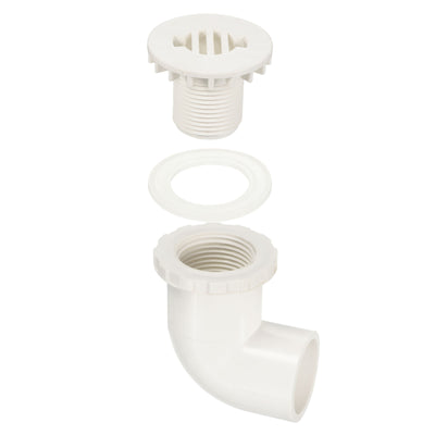 Harfington 32mm/1.26" PVC Elbow Water Tank Pipe Connector with Drainage Grid, 2 Pack Coupling Fitting Adapter for Aquariums Tanks, White