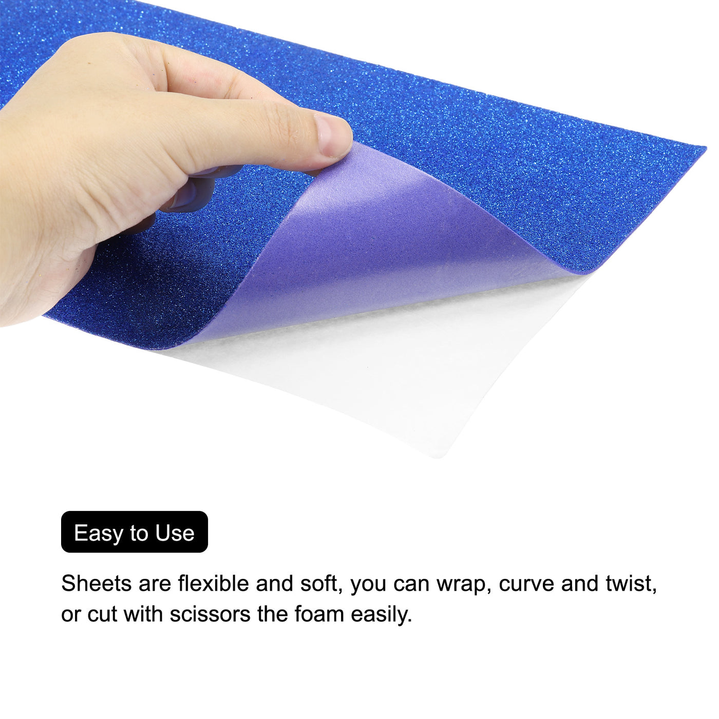 Harfington Glitter EVA Foam Sheets Dark Blue Self-Adhesive Back 11.8x7.8 Inch 2mm Pack of 2
