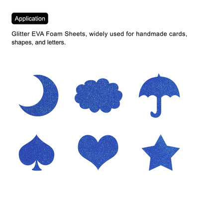 Harfington Glitter EVA Foam Sheets Dark Blue Self-Adhesive Back 11.8x7.8 Inch 2mm Pack of 2