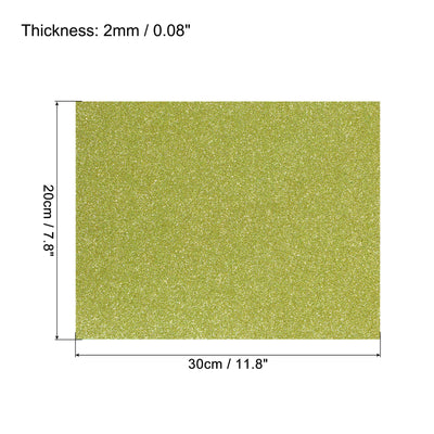 Harfington Glitter EVA Foam Sheets Green Self-Adhesive Back 11.8x7.8 Inch 2mm Pack of 2