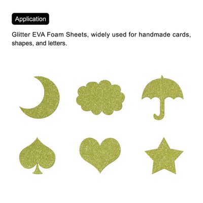 Harfington Glitter EVA Foam Sheets Green Self-Adhesive Back 11.8x7.8 Inch 2mm Pack of 2