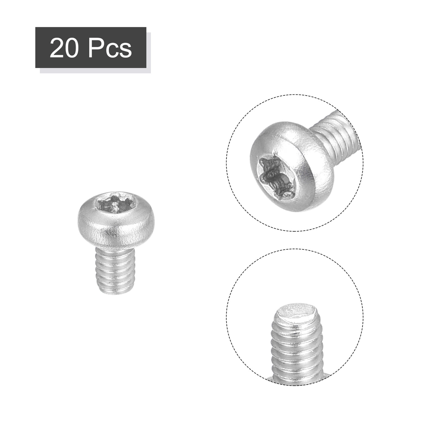 uxcell Uxcell M2.5x4mm Torx Security Machine Screws, 20pcs 316 Stainless Steel Pan Head Screw