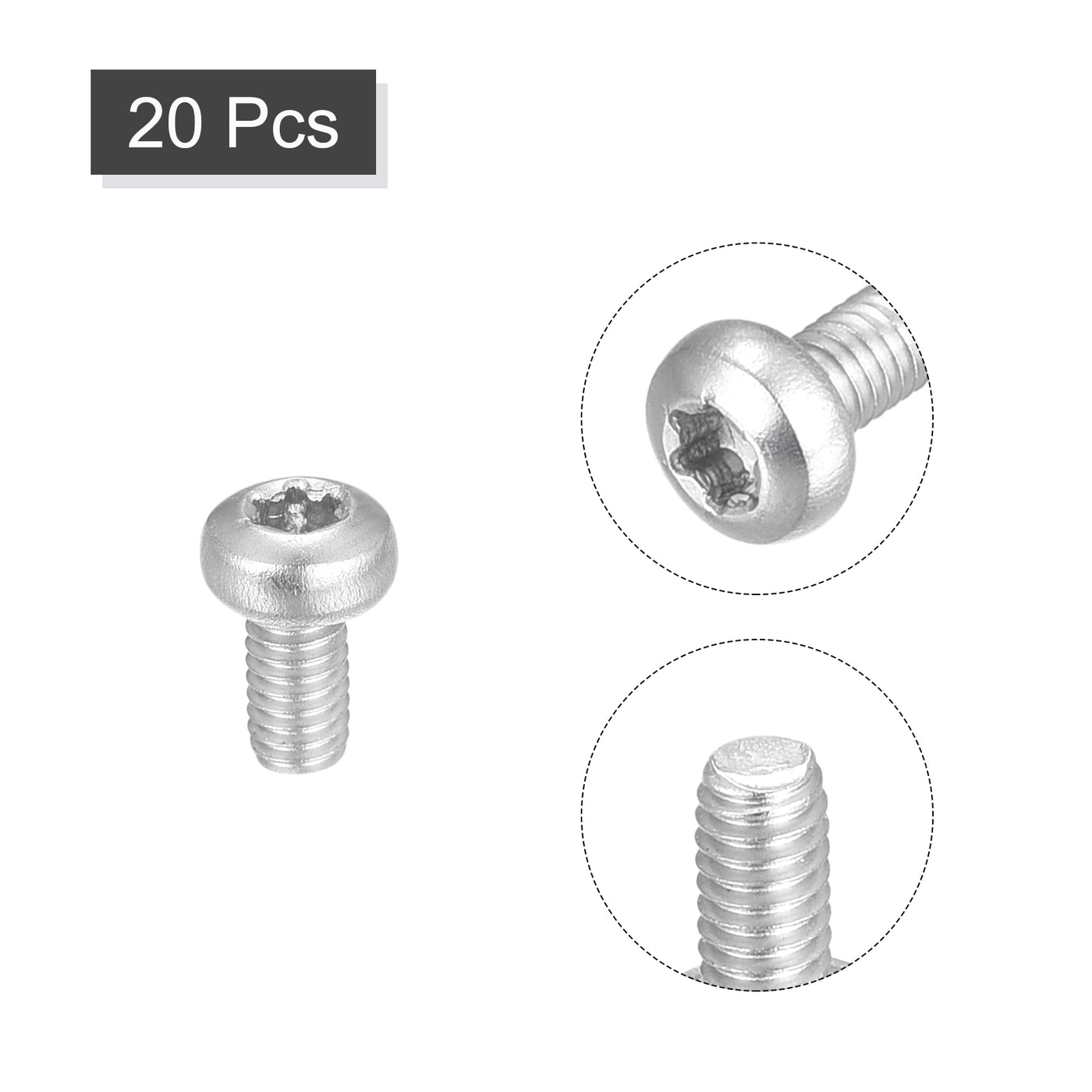 uxcell Uxcell M2.5x5mm Torx Security Machine Screws, 20pcs 316 Stainless Steel Pan Head Screw